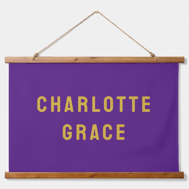 Custom Name Banner Personalized Nursery Purple Hanging Tapestry (Front)
