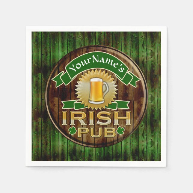 Custom Name Bar Irish Pub Sign St Patricks Day Napkin (Front)