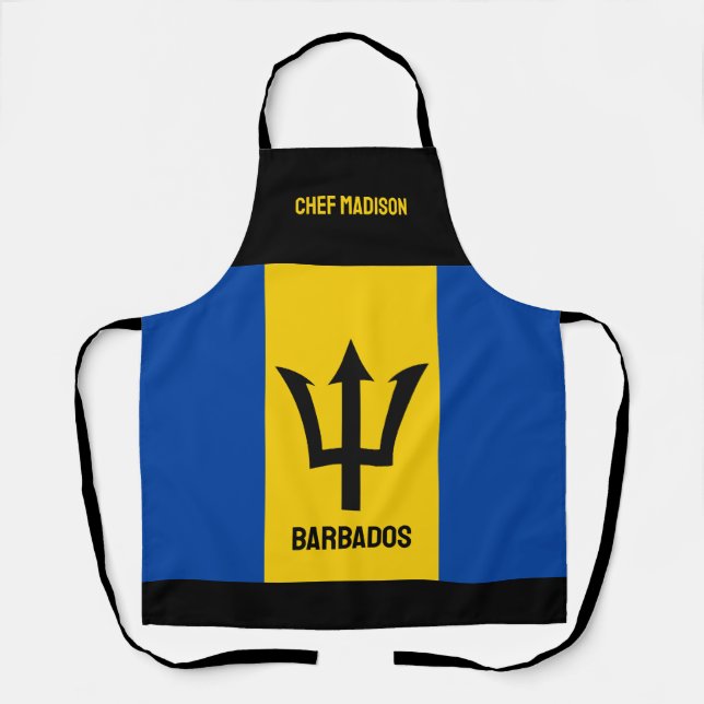 Custom Name Barbados Flag Apron (Front)
