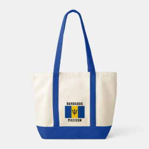 Custom Name Barbados Flag Tote Bag