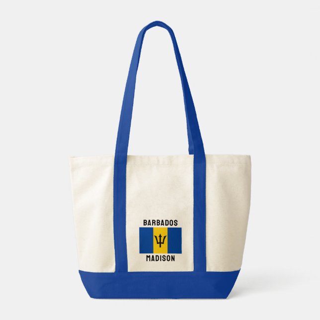 Custom Name Barbados Flag Tote Bag (Back)
