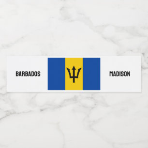 Custom Name Barbados Flag Water Bottle Label