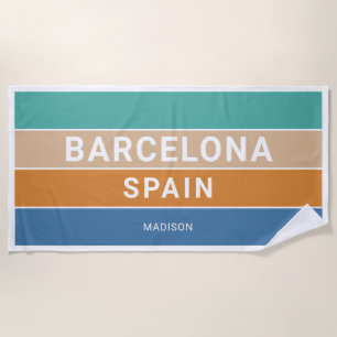 Custom Name Barcelona Spain / YOUR TEXT Beach Towel