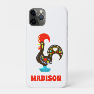 Custom Name Barcelos Portuguese Rooster Black iPhone 11 Pro Case