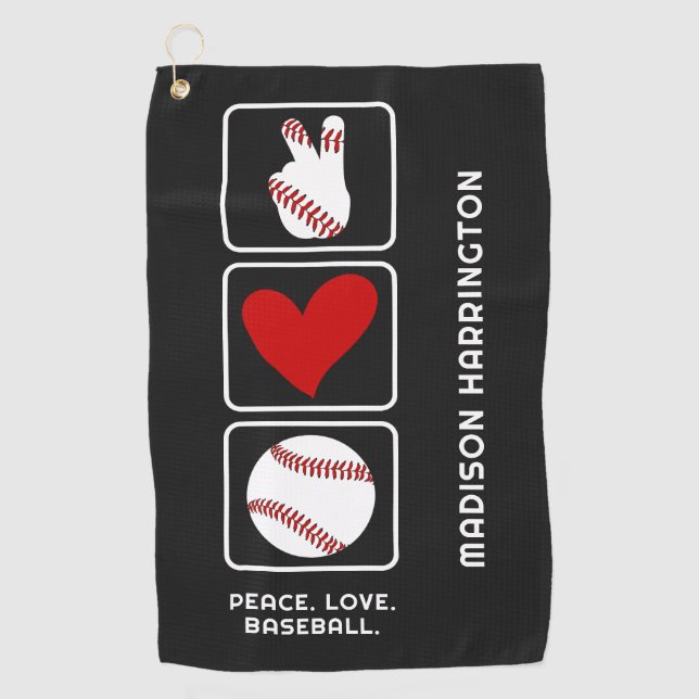 Custom Name Baseball Golf Towel (Front)