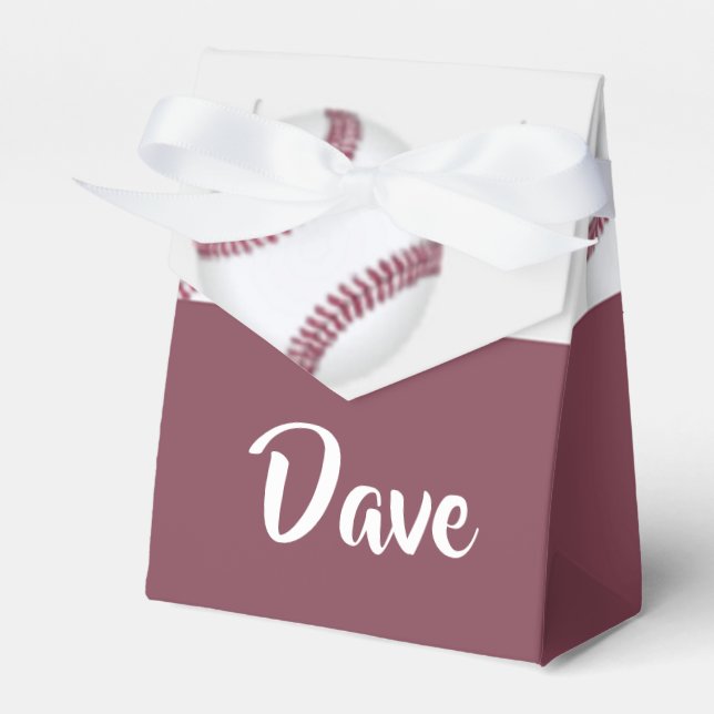 Custom name baseball grey pattern favor box (Front Side)