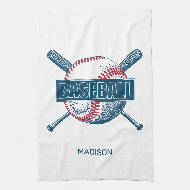 Custom Name Baseball Kitchen Towel (Vertical)