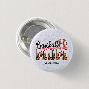 Custom Name Baseball Mom Mother's Day 1 Inch Round Button