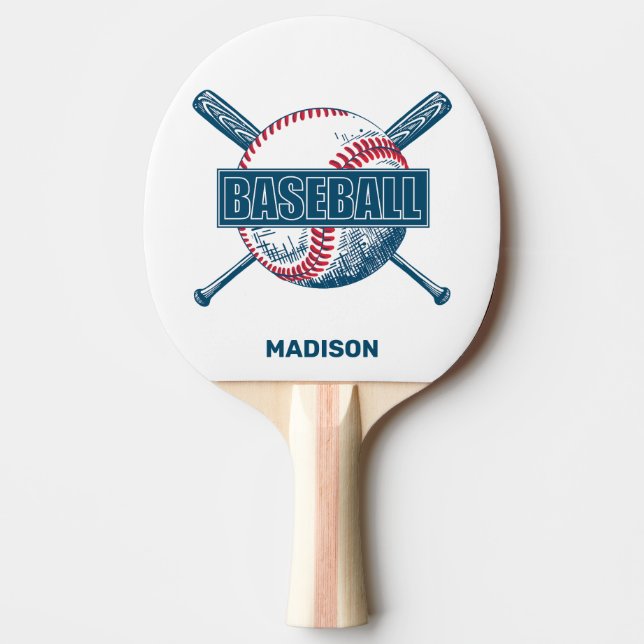 Custom Name Baseball Ping Pong Paddle (Front)