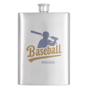 Custom Name Baseball Player Hip Flask