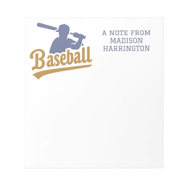 Custom Name Baseball Player Notepad (Front)