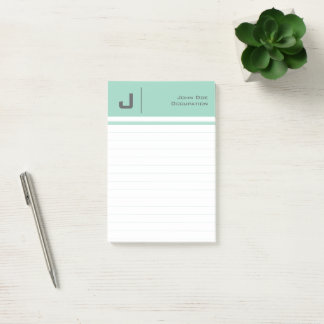 Custom Name Basic Clean Simple Minimalist Teal Post-it Notes