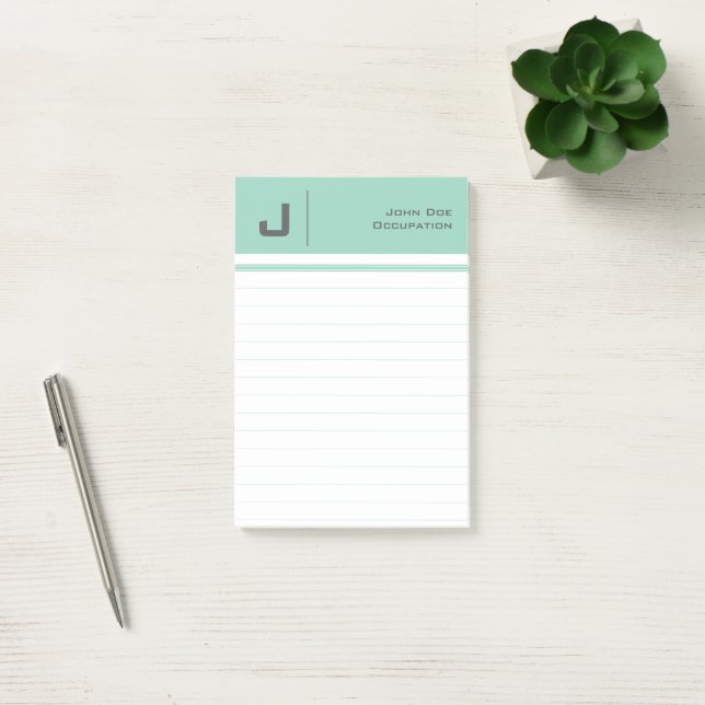 Custom Name Basic Clean Simple Minimalist Teal Post-it Notes (Office)
