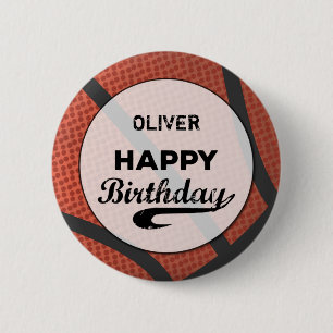 Custom Name Basketball Birthday Large Grunge Ball 2 Inch Round Button