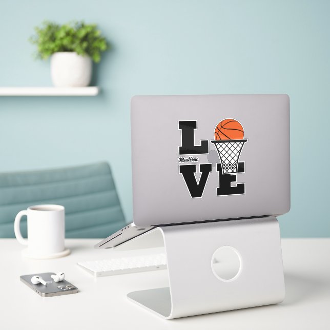 Custom Name Basketball Love (Laptop On Desk)