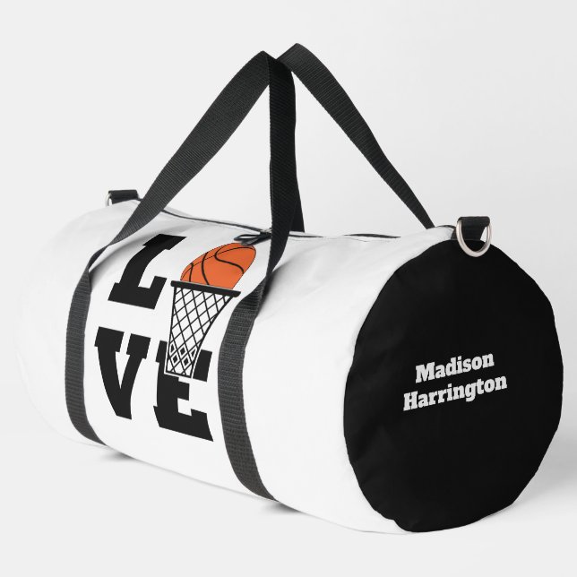 Custom Name Basketball Love Duffle Bag (Left Corner)