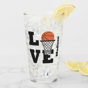 Custom Name Basketball Love Glass