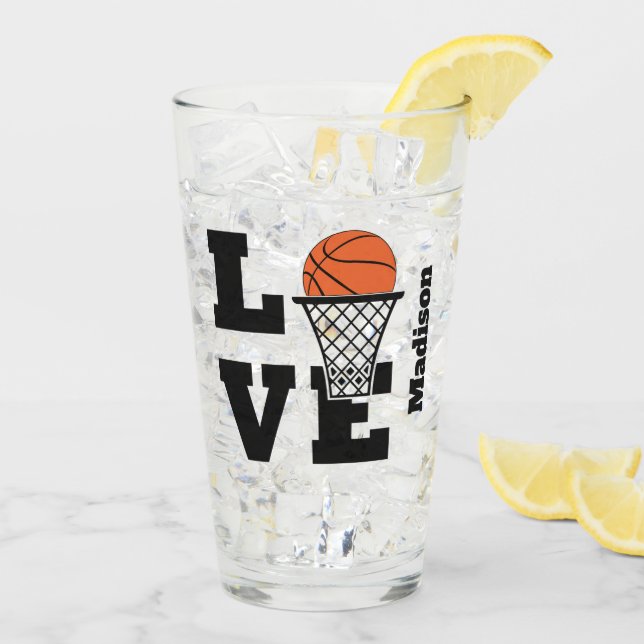 Custom Name Basketball Love Glass (Back Ice)