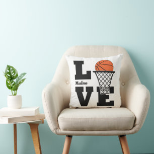 Custom Name Basketball Love Throw Pillow