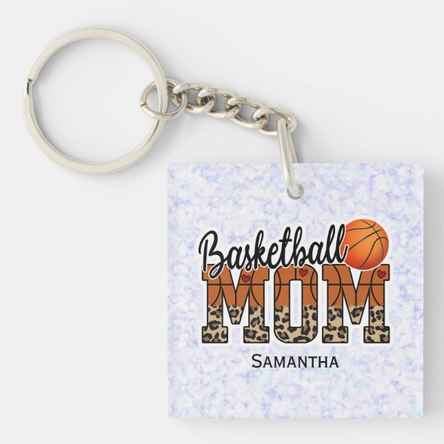 Custom Name Basketball Mom | Mother's Day Keychain (Front)