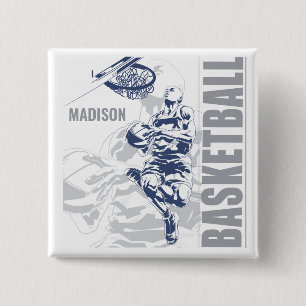 Custom Name Basketball Player 2 Inch Square Button