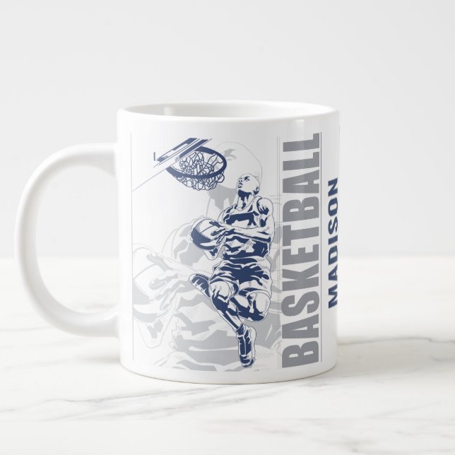 Custom Name Basketball Player Large Coffee Mug (Left)