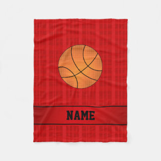 Custom name basketball red plaid fleece blanket