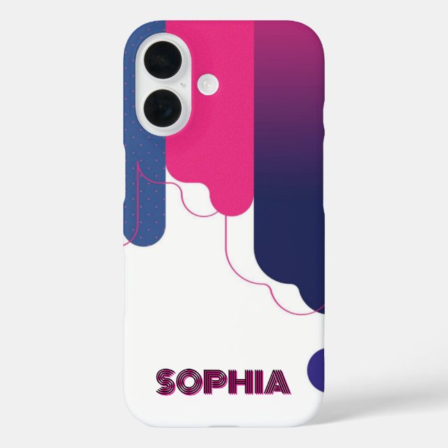 custom name BAUHAUS PINK WHITE DOTS PURPLE  Case-Mate iPhone Case (Back)