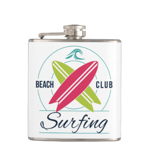 Custom Name Beach Club Surfing flask