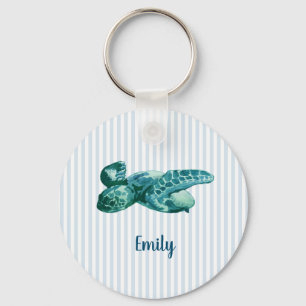 Custom Name Beach Sea Turtle Keychain