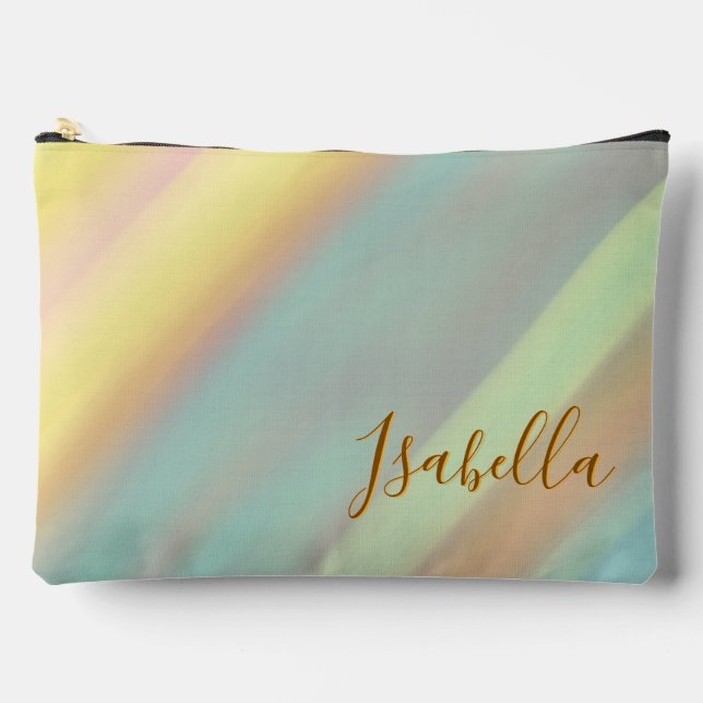 Custom Name Beach Seashell Pattern Large  Accessory Pouch (Front)