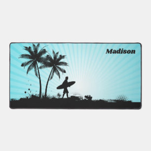 Custom Name Beach Surfer Desk Mat