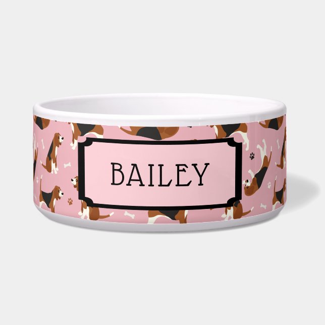 Custom Name Beagle Pattern Pink (Front)