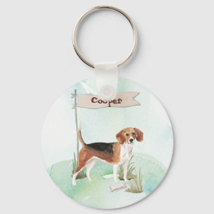 Custom Name Beagle Pet Dog Keychain