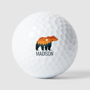 Custom name Bear Forest Golf Balls