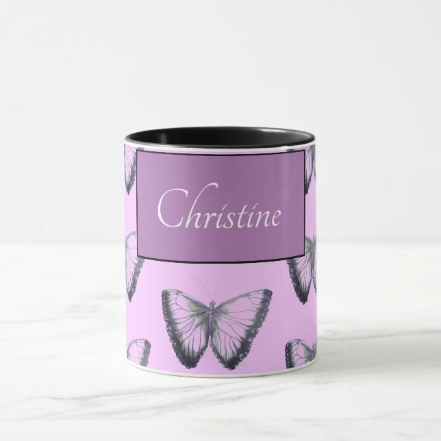 Custom Name Beautiful Butterfly Mug (Center)