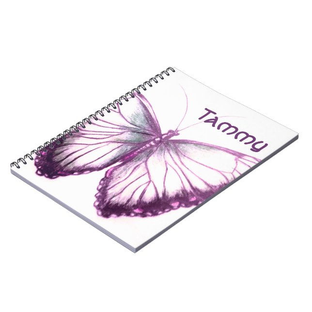 Custom Name Beautiful butterfly  Notebook (Left Side)
