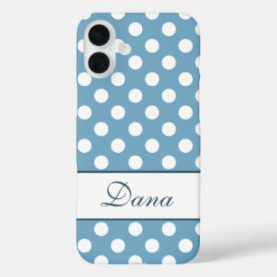 Custom Name, Beautiful Colour And White Polka Dots iPhone 16 Plus Case