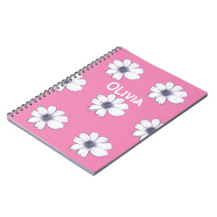 Custom Name Beautiful Flower pink design Notebook