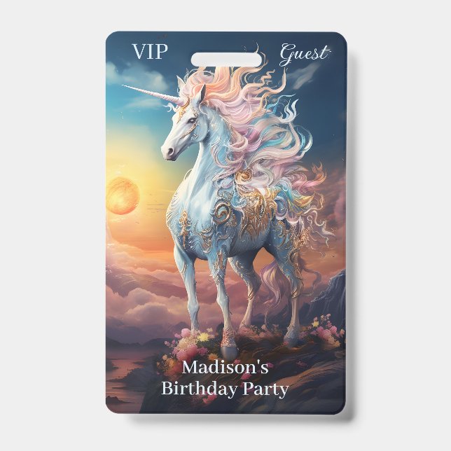 Custom Name Beautiful Unicorn Badge (Front)