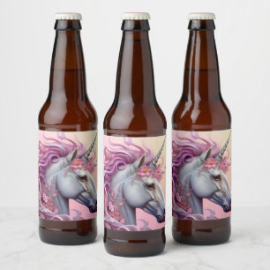 Custom Name Beautiful Unicorn Beer Bottle Label