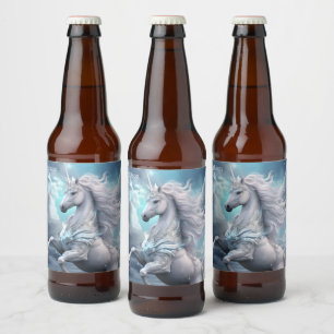 Custom Name Beautiful Unicorn Beer Bottle Label