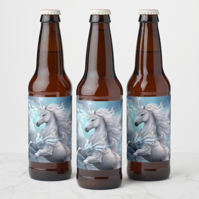 Custom Name Beautiful Unicorn Beer Bottle Label (Bottles)