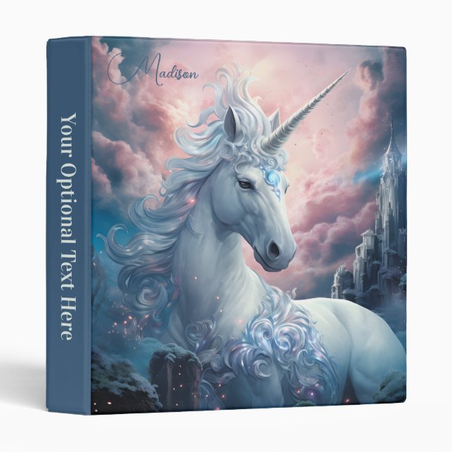 Custom Name Beautiful Unicorn Binder (Front/Spine)