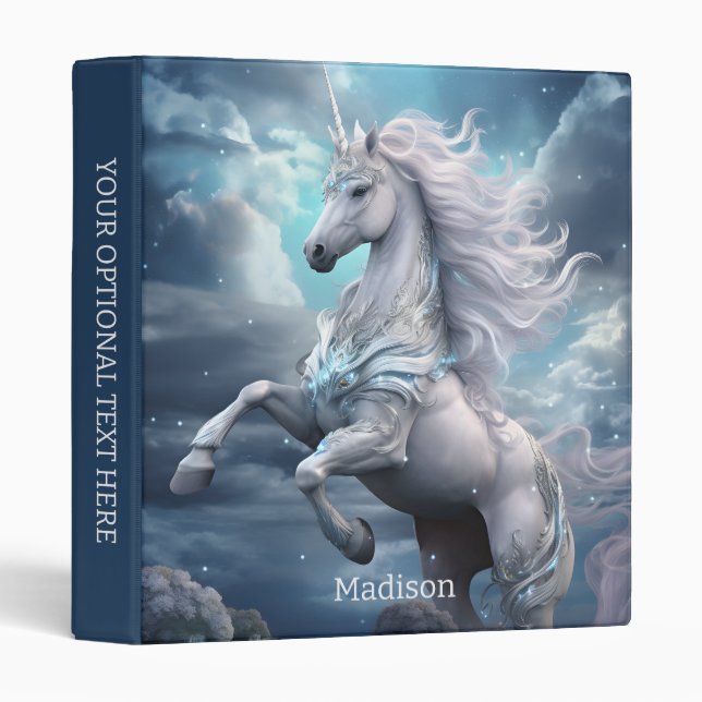 Custom Name Beautiful Unicorn Binder (Front/Spine)