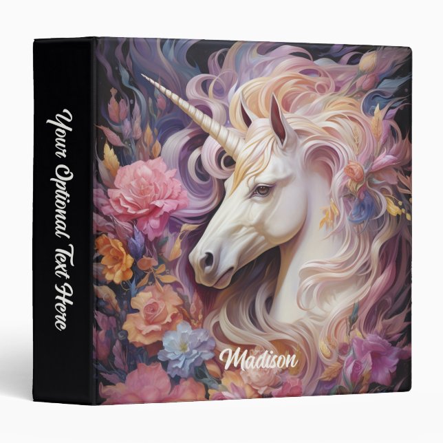 Custom Name Beautiful Unicorn Binder (Front/Spine)