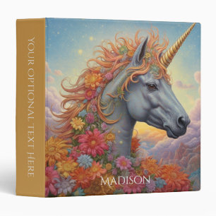 Custom Name Beautiful Unicorn Binder