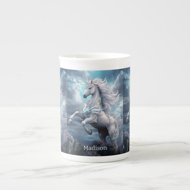 Custom Name Beautiful Unicorn Bone China Mug (Front)