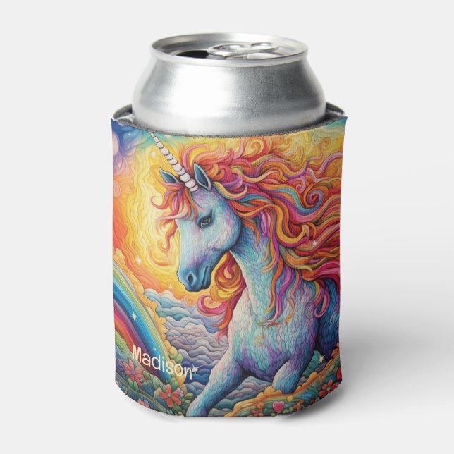 Custom Name Beautiful Unicorn Can Cooler (Can Front)