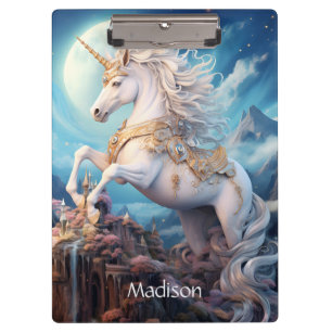 Custom Name Beautiful Unicorn Clipboard